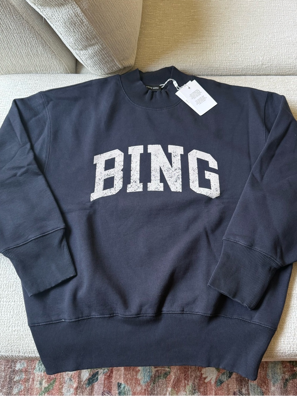 Anine Bing Navy Blue 'BING' Logo Sweater